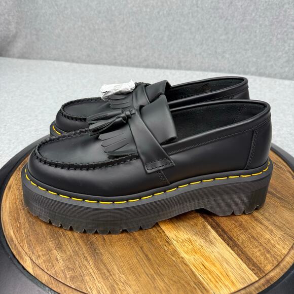 Dr Martens Adrian Quad Loafers Women's Size 8 Black Leather Tassel Platform - Picture 3 of 7